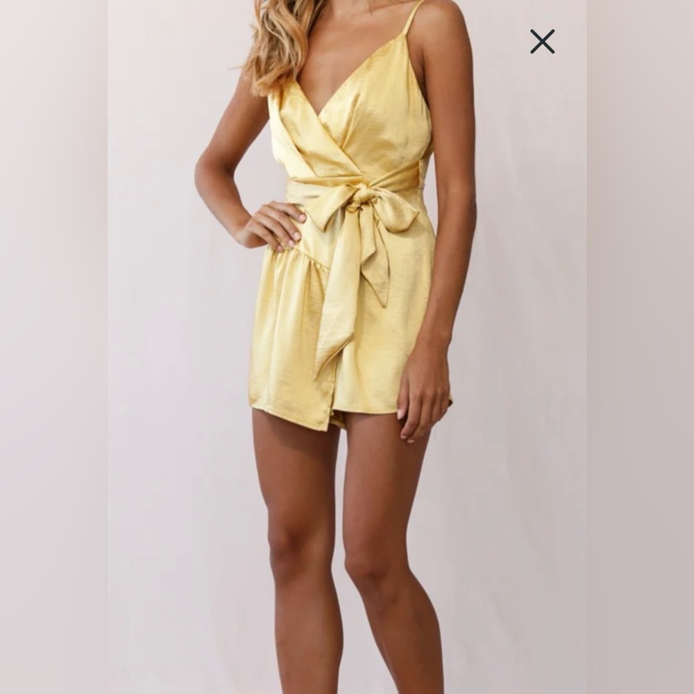 ARETHA WRAP FRONT SKORT ROMPER MUSTARD